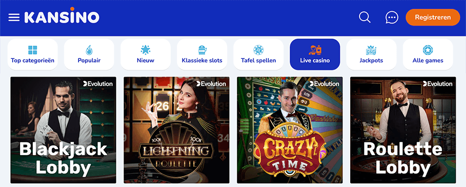 Live casino spellen maken aanbod compleet